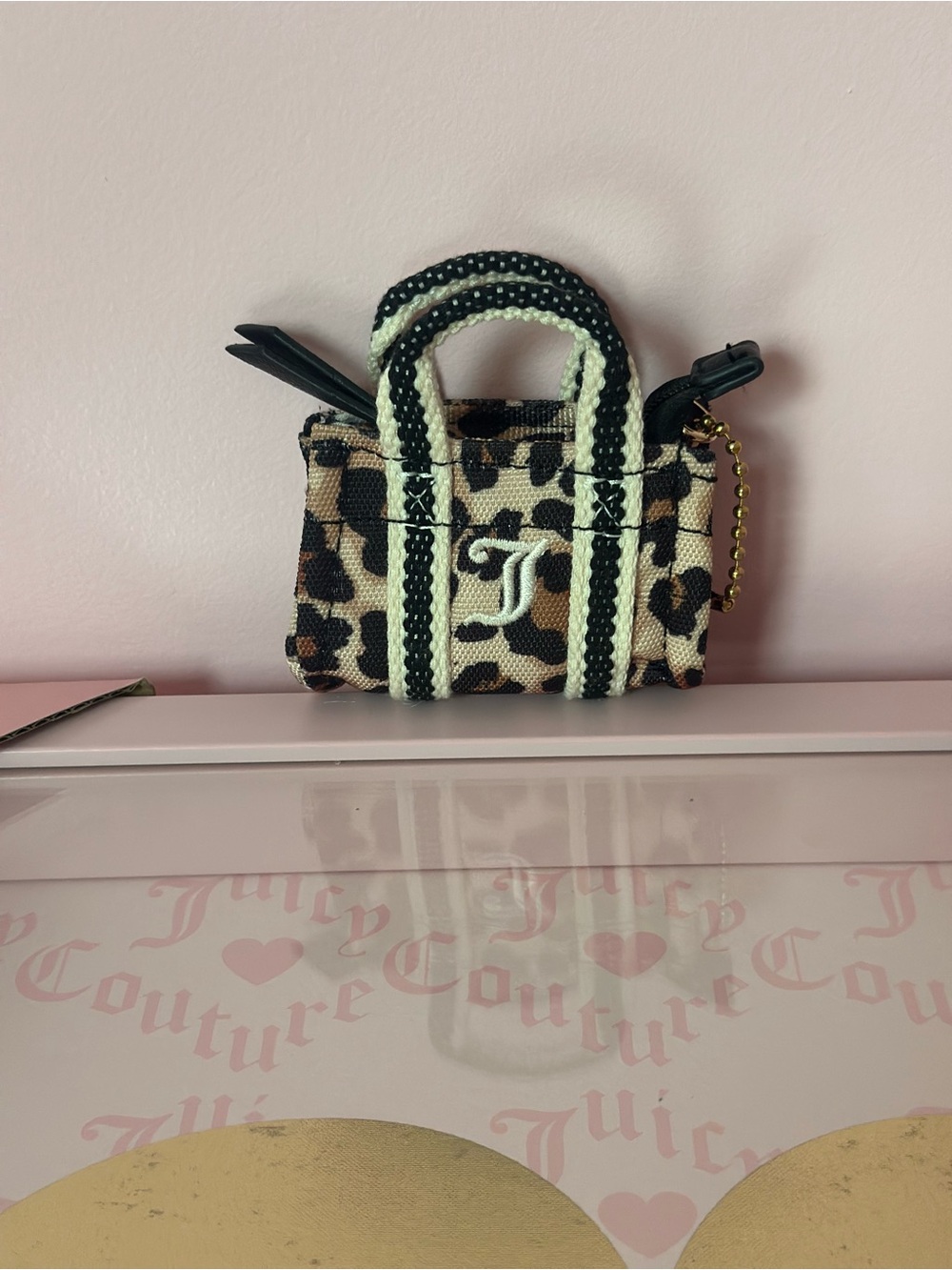 NEW🐆🖤Juicy Couture Leopard Mini Tote Bag charm/ keychain